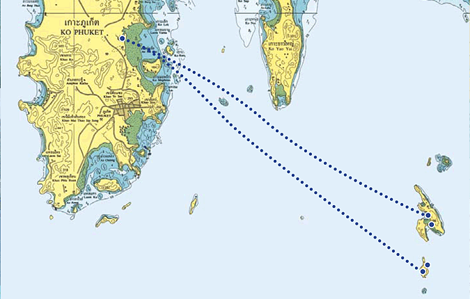 Map of Phi Phi boat cruise